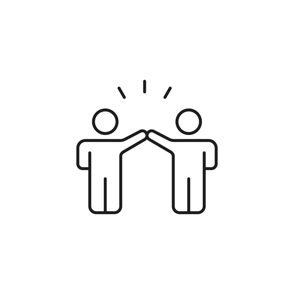 Partnership icon with stick figures highfiving for successful collaboration. Suitable for business presentations, teamwork concepts, and corporate designs. vector