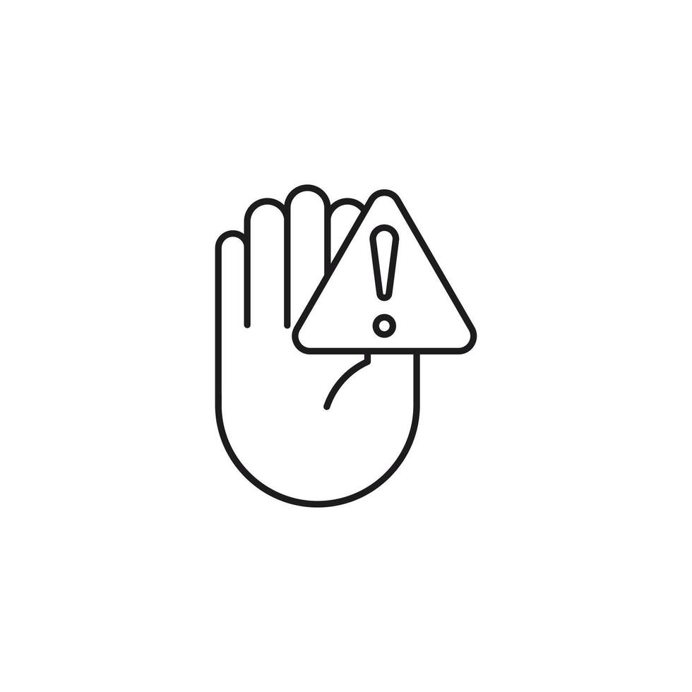 Warning Sign Hand Danger Symbol, Stop Gesture Icon vector