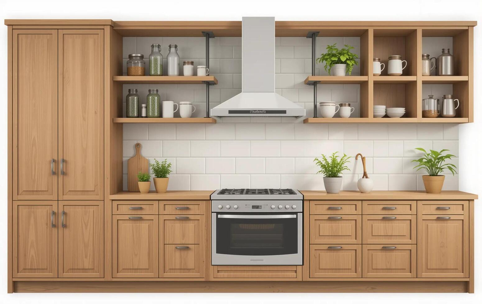 A kitchen with wooden cabinets and a stove photo
