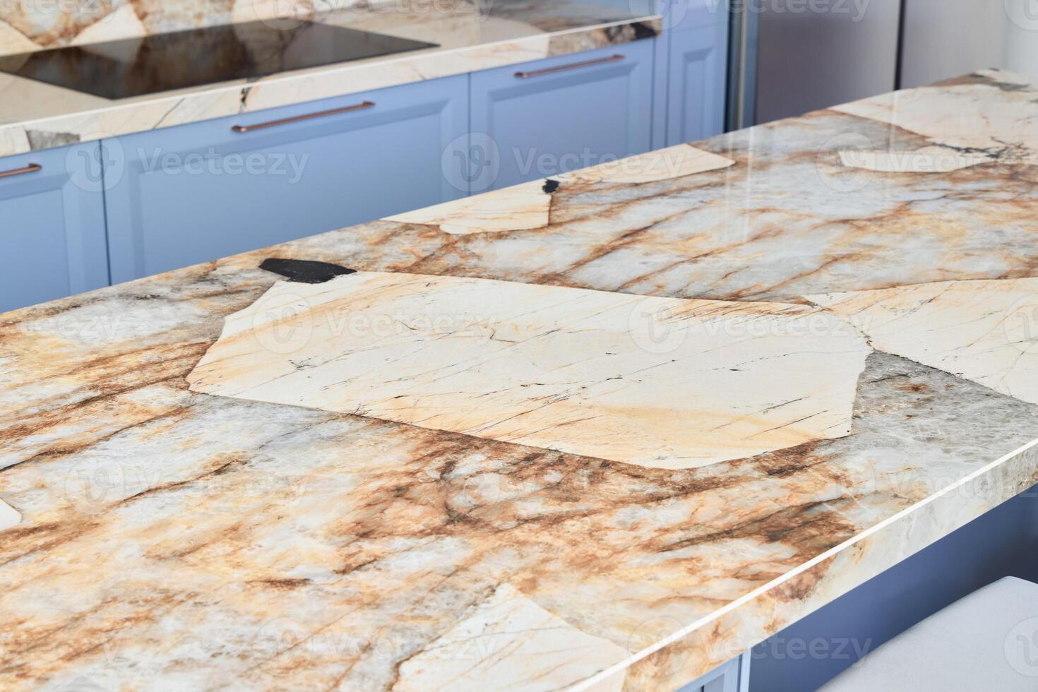 An Elegant Marble Countertop Featuring Unique and Exquisite Veining Patterns for Homes photo