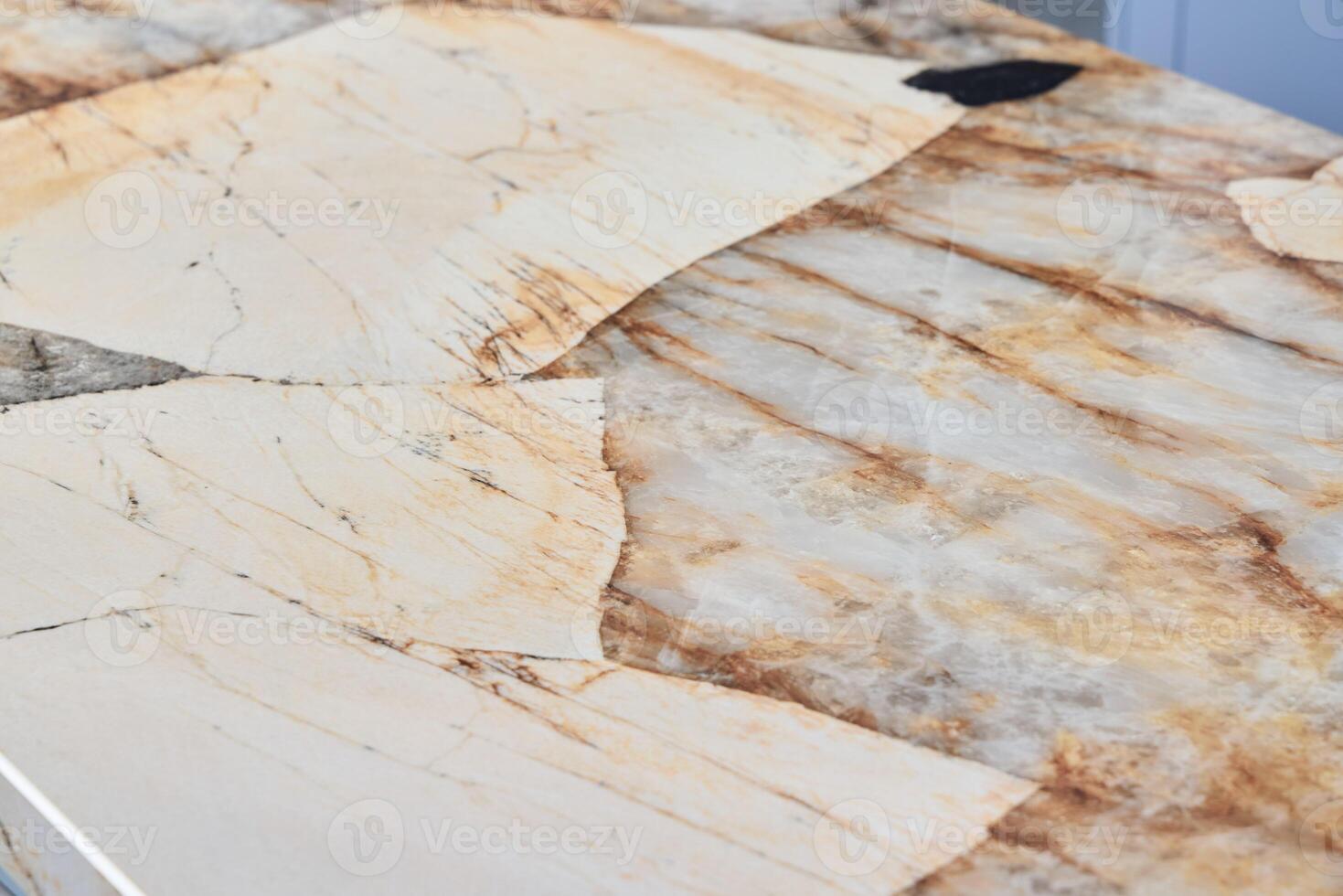 An Elegant Marble Countertop Showcasing Stunning and Unique Patterns and Rich Colors photo