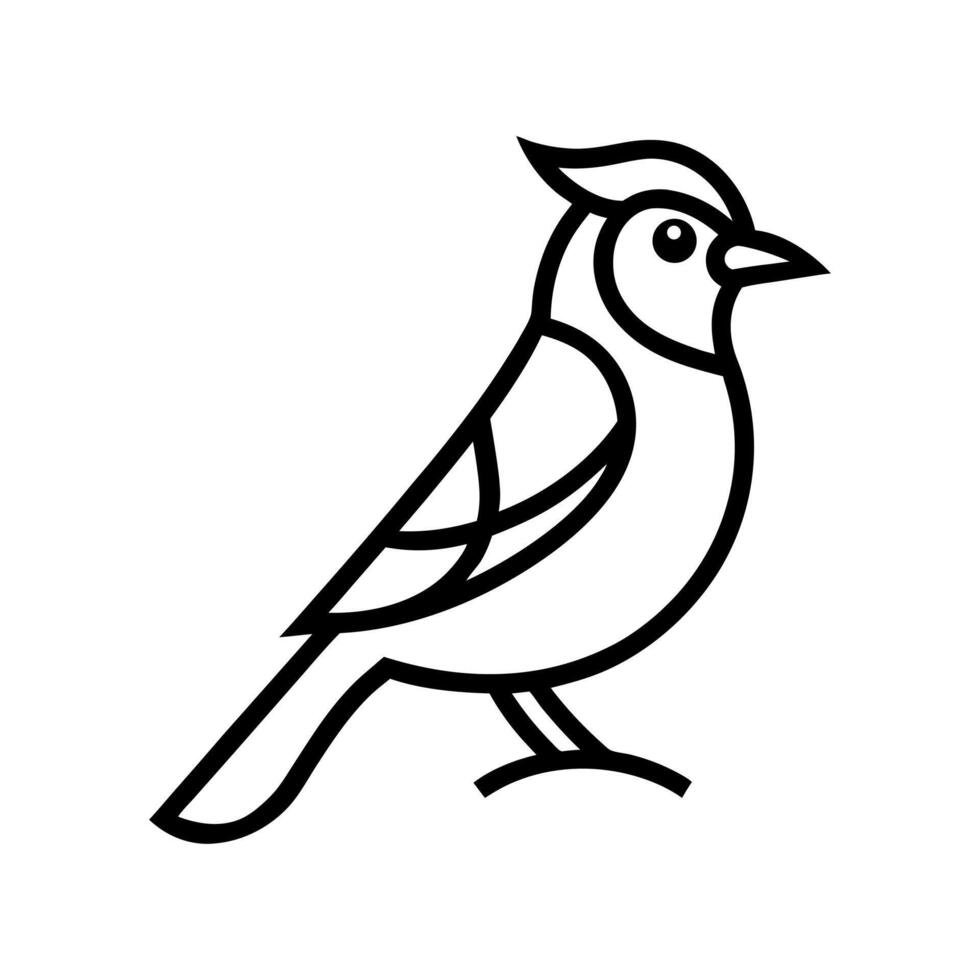 outline of blue jay line art vector