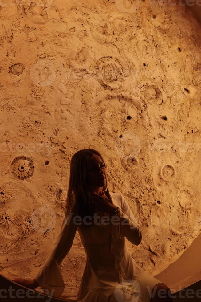 Exploring the Unique Perspective of a Serene Moonlit Atmosphere in Artistic Expression photo