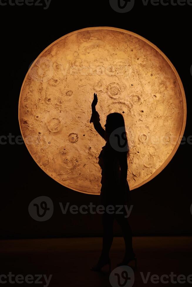 A stunning silhouette against a lunarinspired design a captivating, charming night scene photo