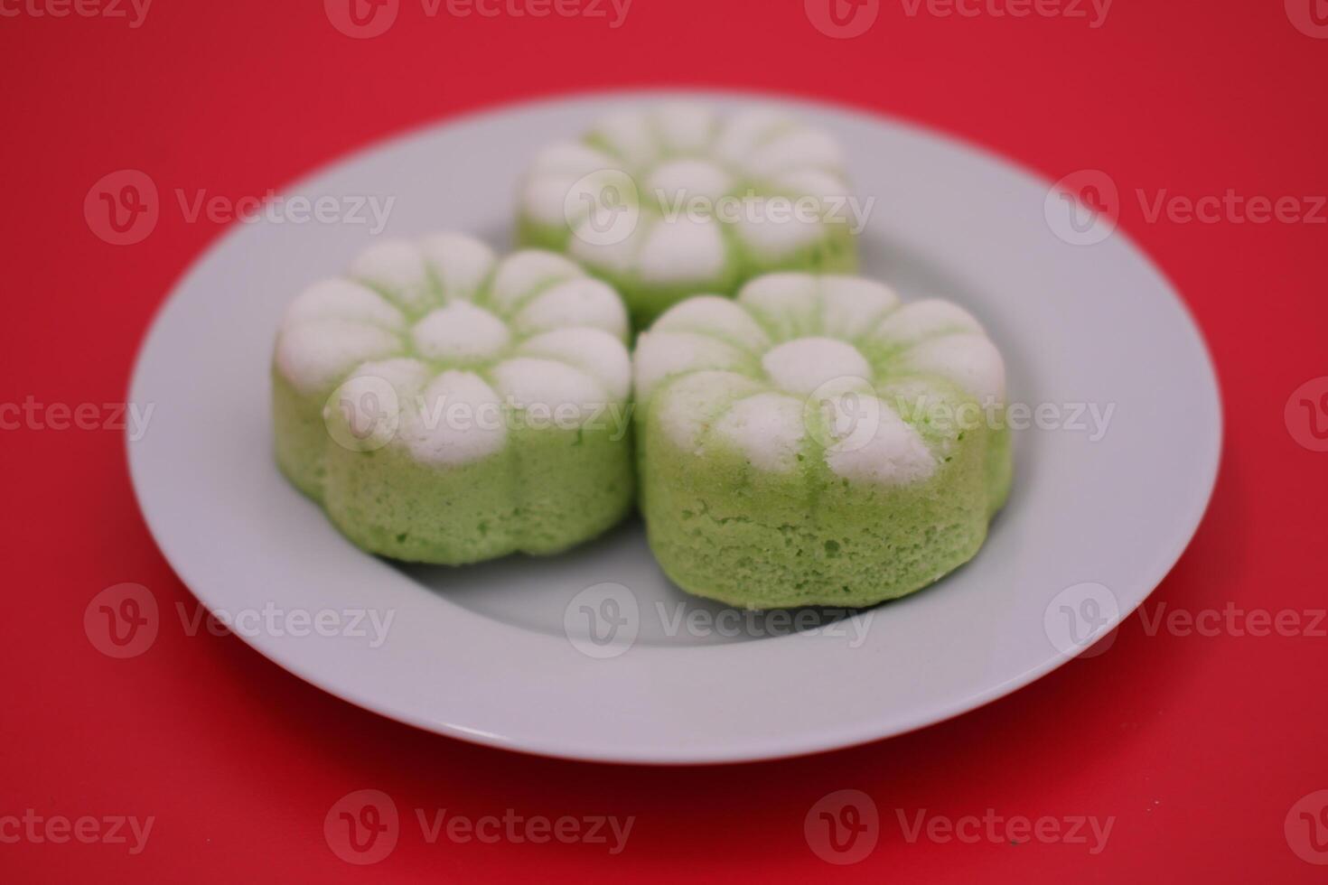 Steamed Flower Shaped Cakes on a Plate photo