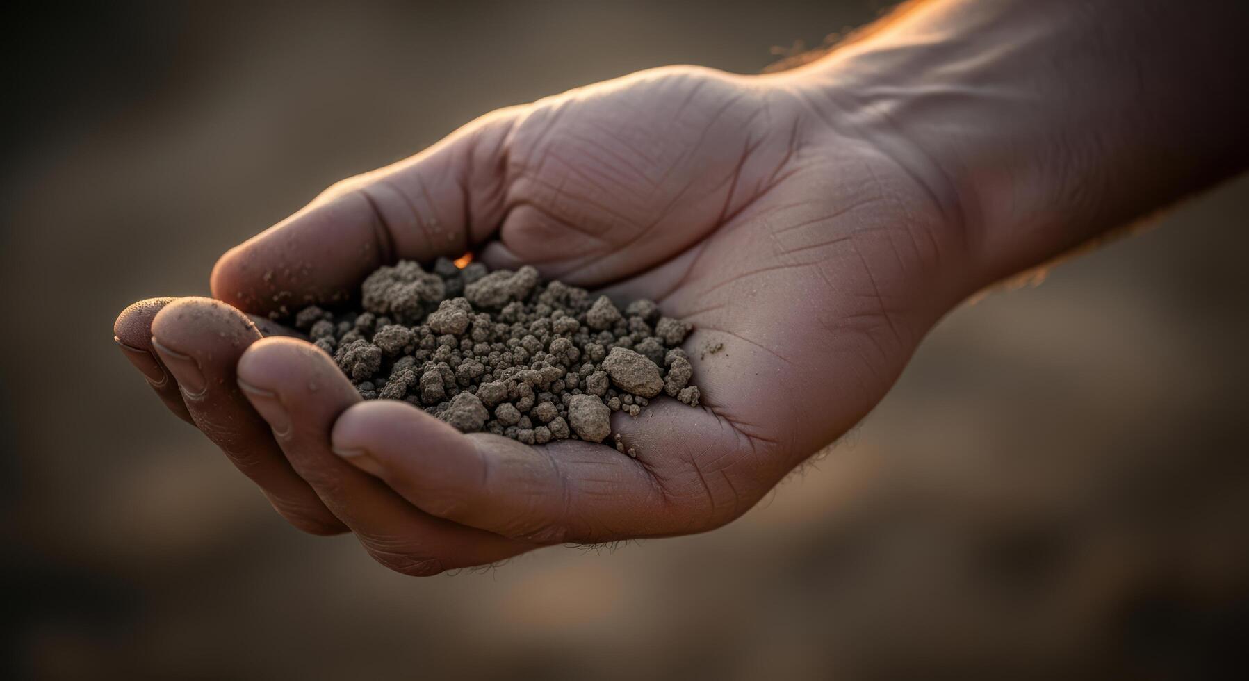 Hand Holding Soil Clods in Sunlight photo
