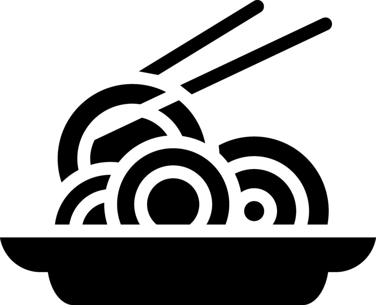Rounded Filled Bowl of Noodles Icon vector