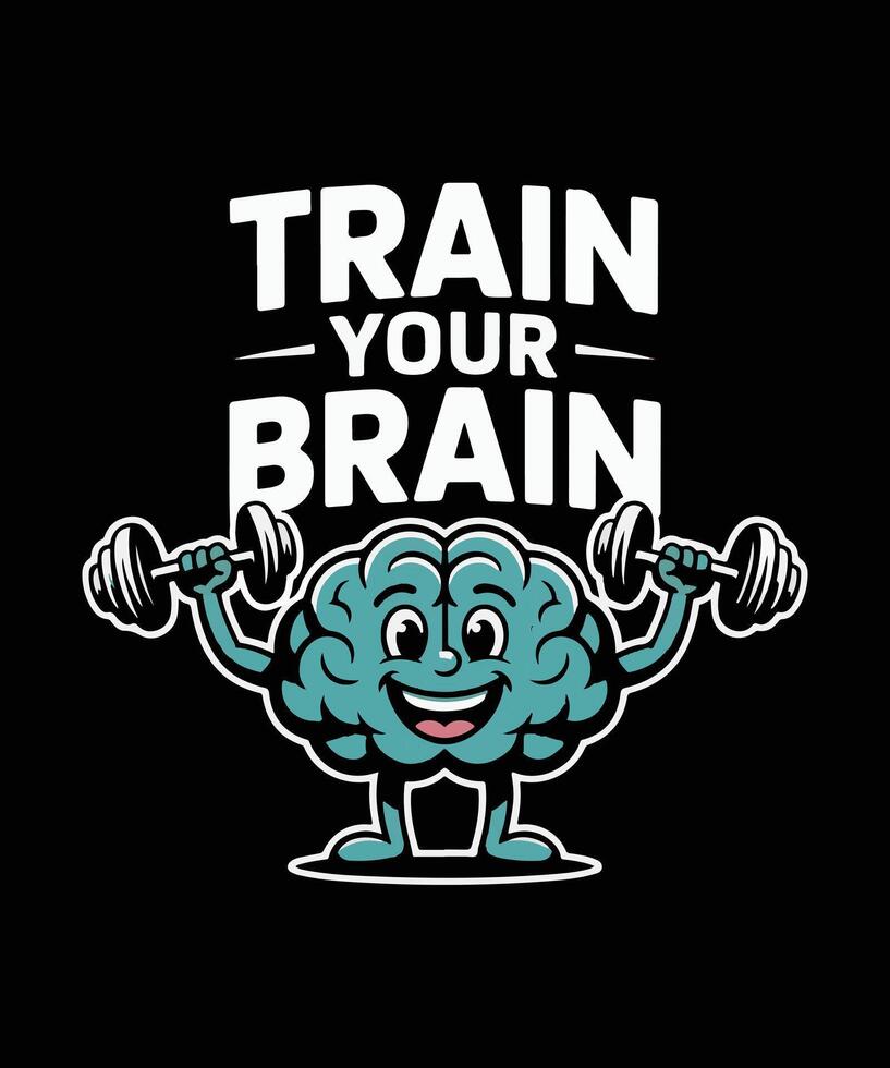 Train Your Brain - Humorous Mind Workout Character Design vector