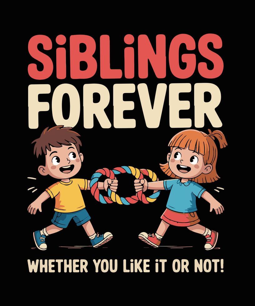 Siblings Forever A Heartwarming Illustration of Unity T shirt Design. vector