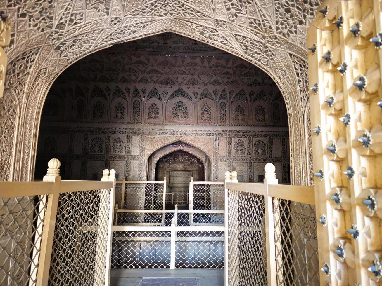 Shish Mahal is part of Agra Fort, built by the Mughals, located very close to the Taj Mahal. Sheesh Mahal, in Urdu language, photo