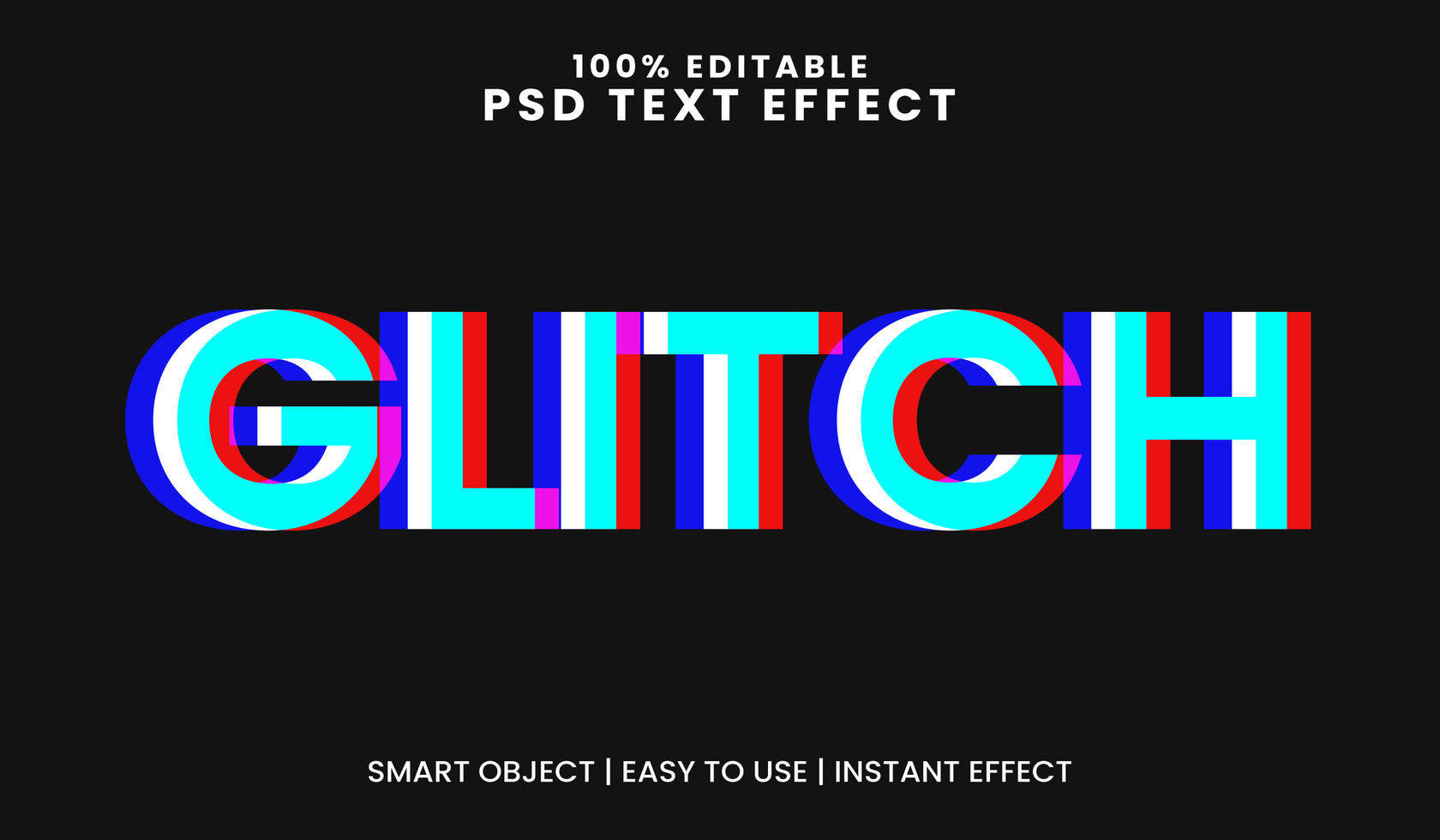 Glitch Text Effect RGB Distortion Style for Futuristic Titles psd