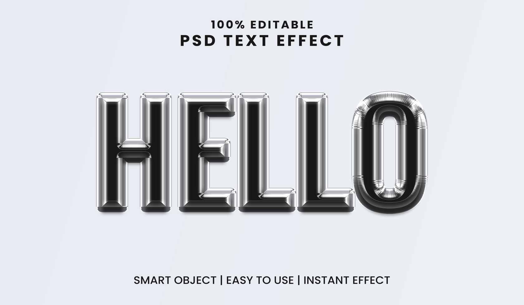 Metallic Text Effect 3D Editable Template. psd