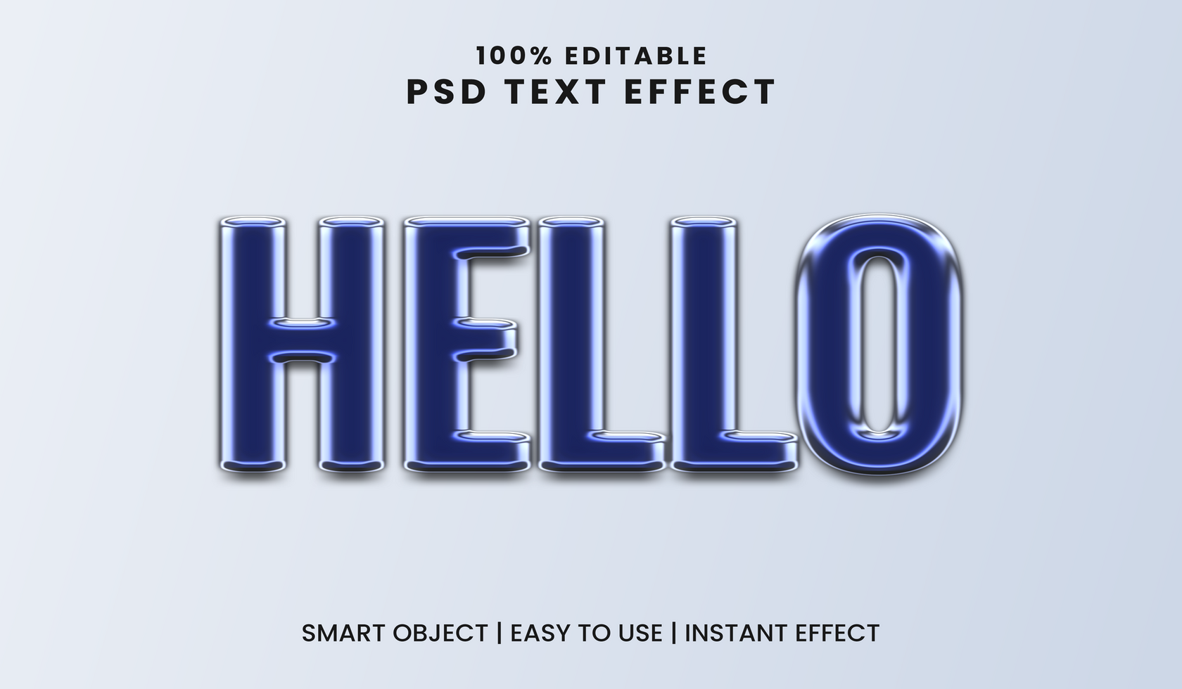 Editable Blue 3D Text Effect Modern Typography Style psd