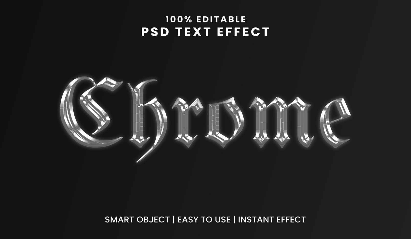 Chrome Gothic Metallic Text Effect Typography Template psd