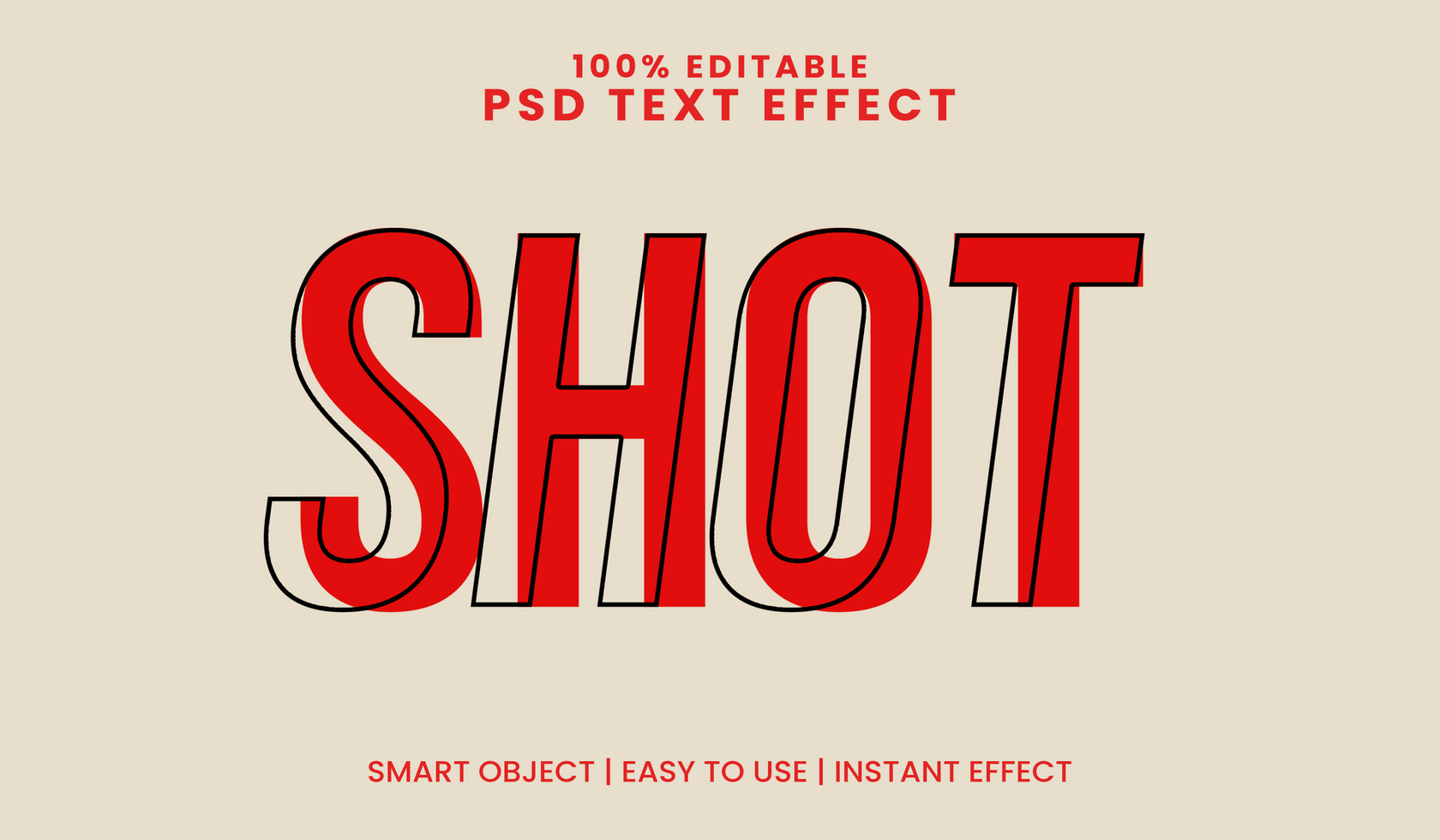 Text Effect Bold Red Editable Font Style. psd