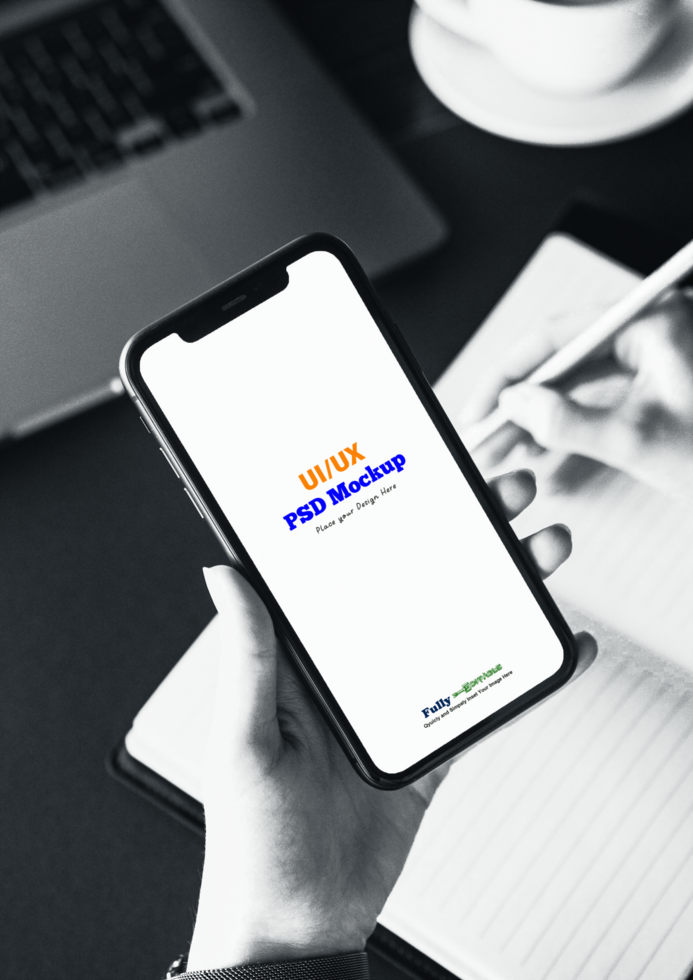 Black and White UI Mockup Display psd