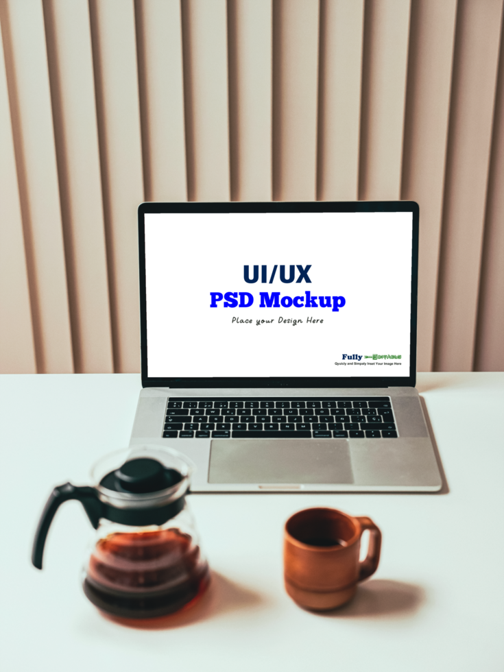 Laptop Screen Mockup with Website Template psd
