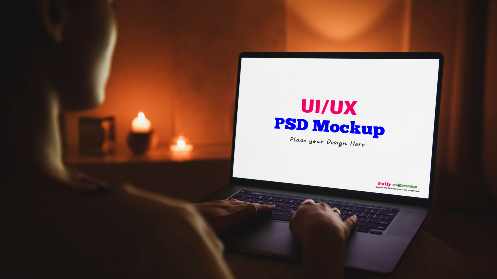 Editable Web Design Laptop Mockup Free psd