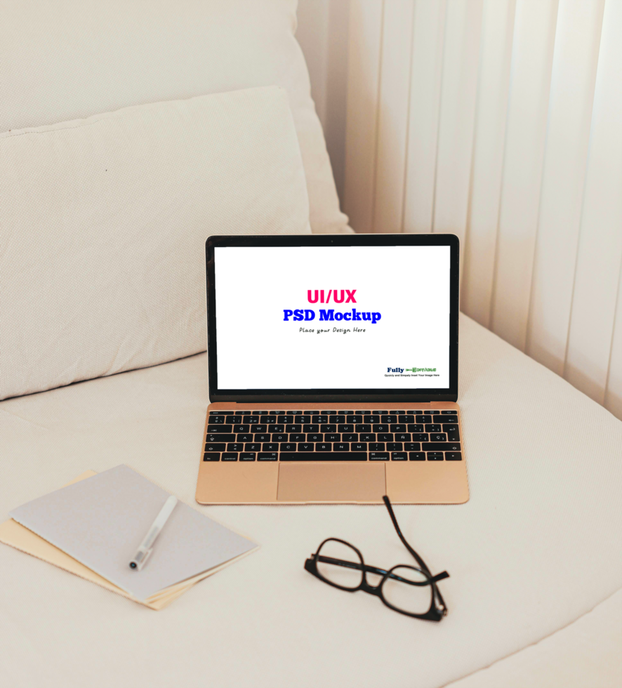 Responsive Website on Laptop Mockup psd