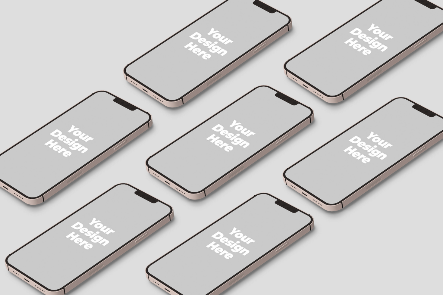 Set of seven phone mockup psd