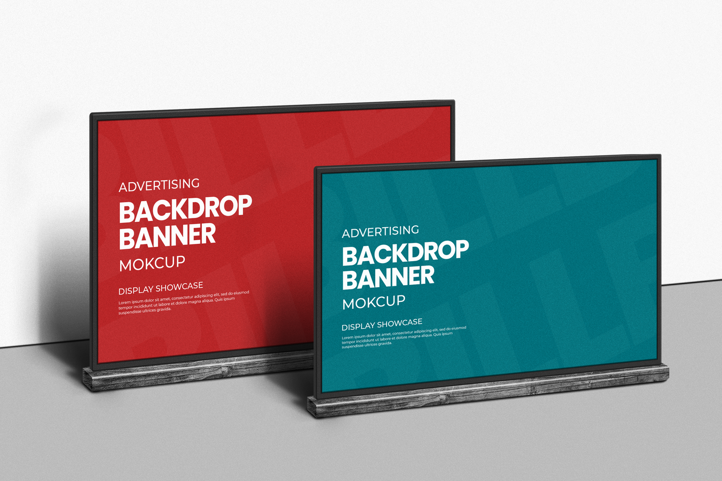 Two of backdrop banner side view mockup psd