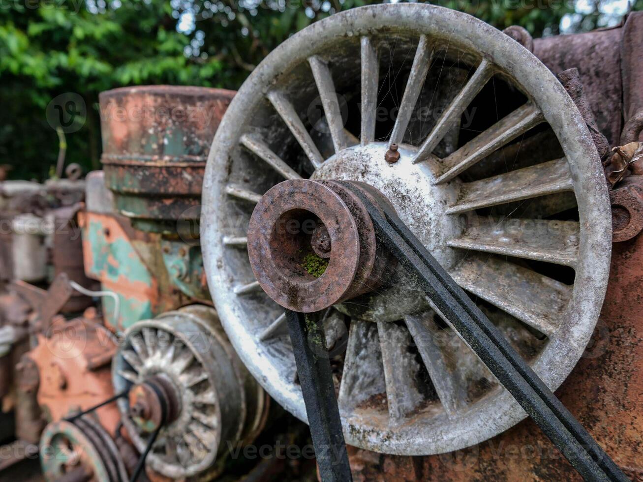 Close up of old rusty machinery photo