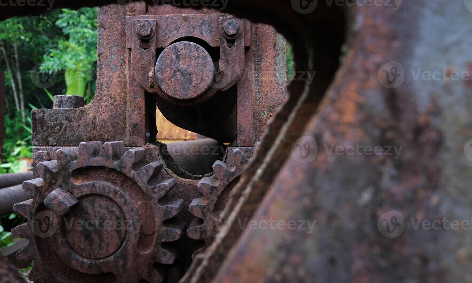rusted gear mechanism old industrial or agricultural machine photo