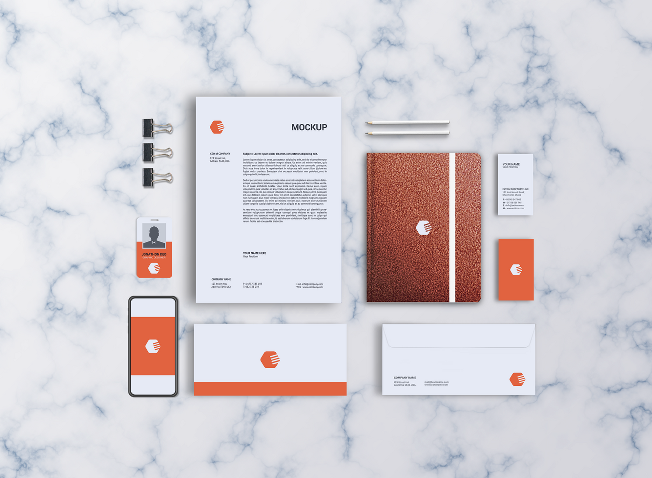 Leather Folder and Notebook Style Stationary Mockup-15 psd