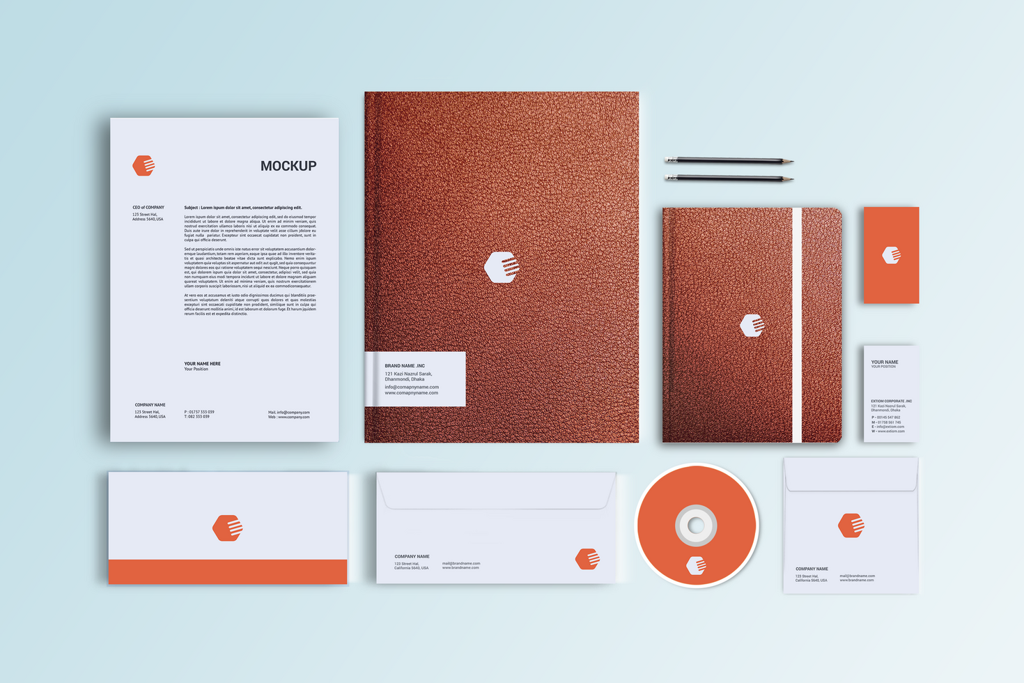 Leather Folder and Notebook Style Stationary Mockup-7 psd