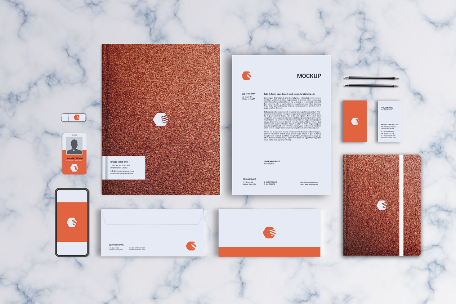 Leather Folder and Notebook Style Stationary Mockup-1 psd