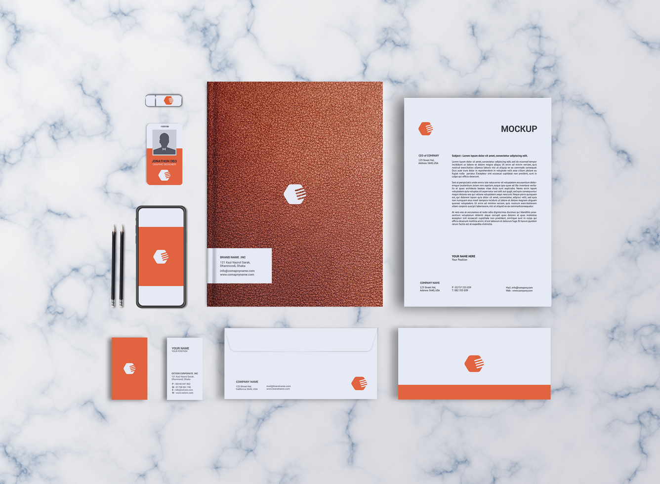 Leather Folder and Notebook Style Stationary Mockup-16 psd