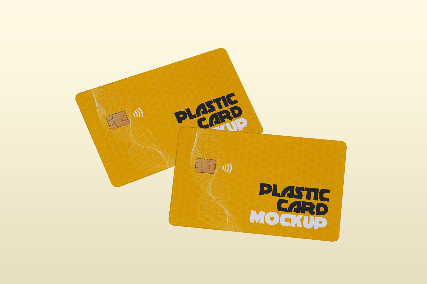Two Yellow Color Smart card, Plastic Card, Debit Card Mockup Template psd