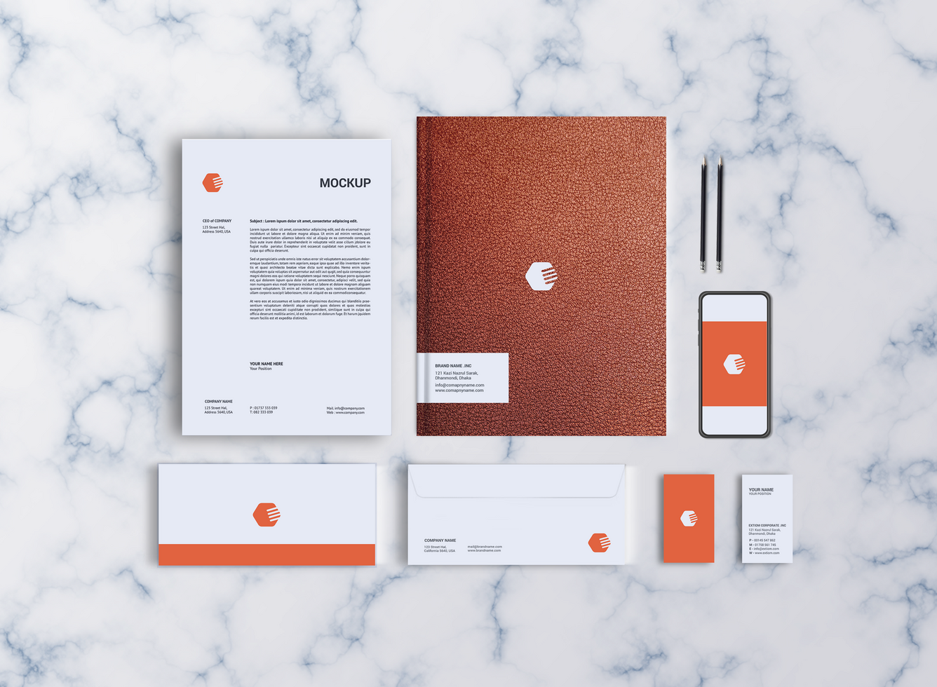 Leather Folder and Notebook Style Stationary Mockup-5 psd