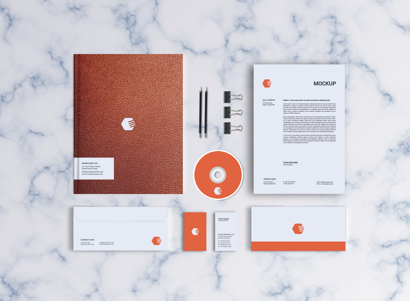 Leather Folder and Notebook Style Stationary Mockup-8 psd