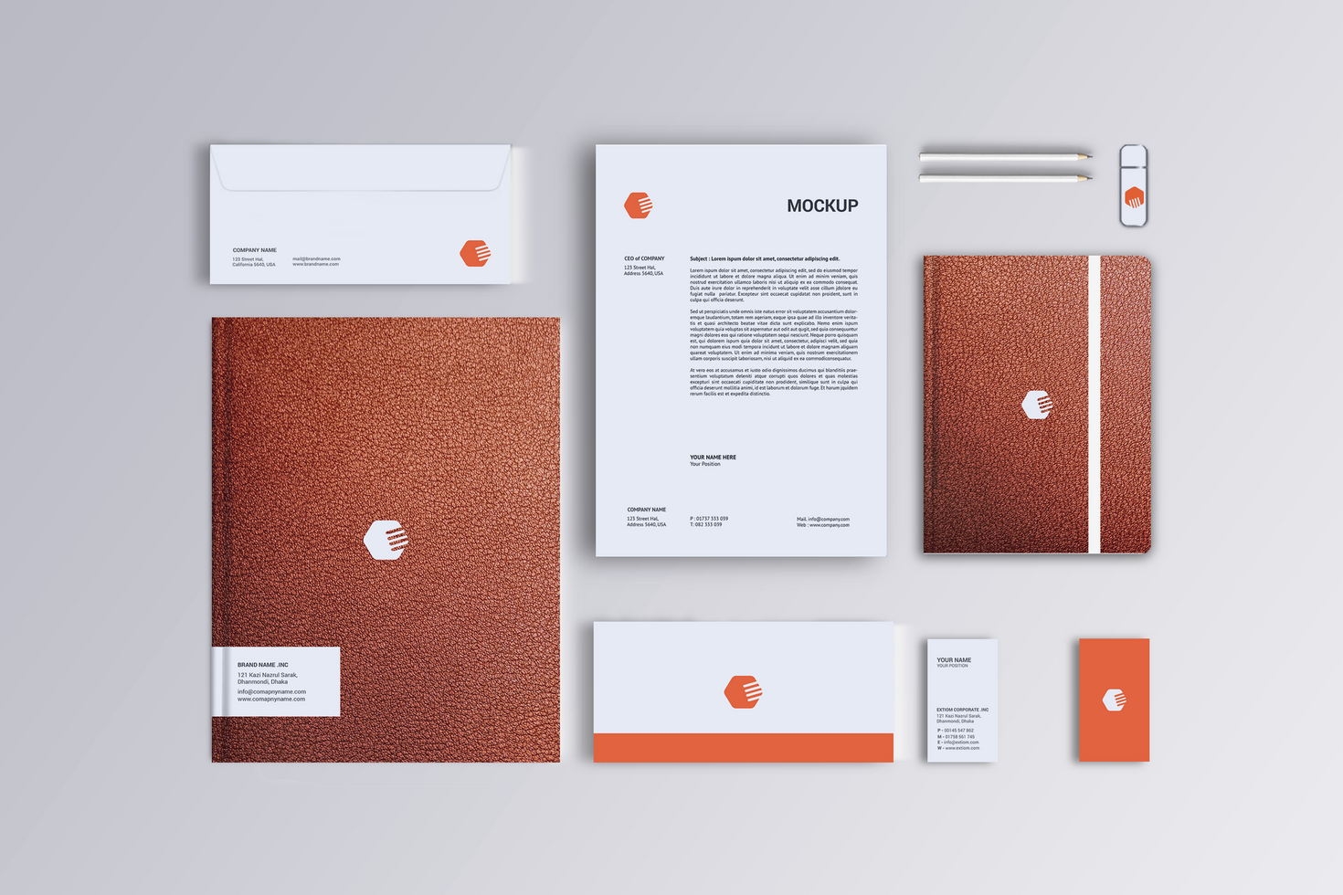 Leather Folder and Notebook Style Stationary Mockup-4 psd