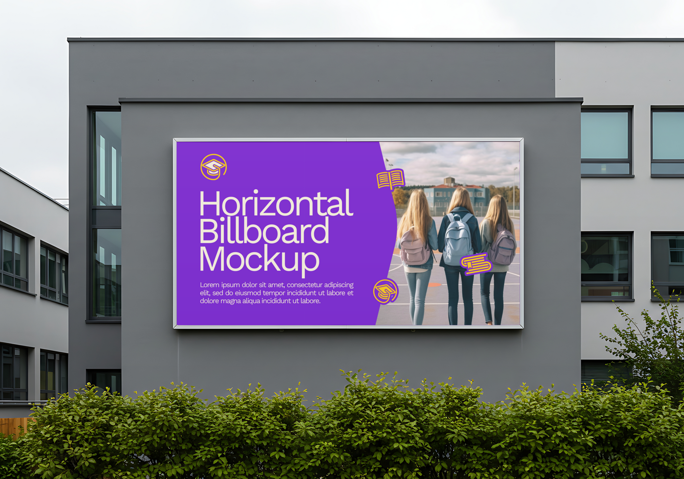 Horizontal Billboard Mockup Displaying Advertisement psd