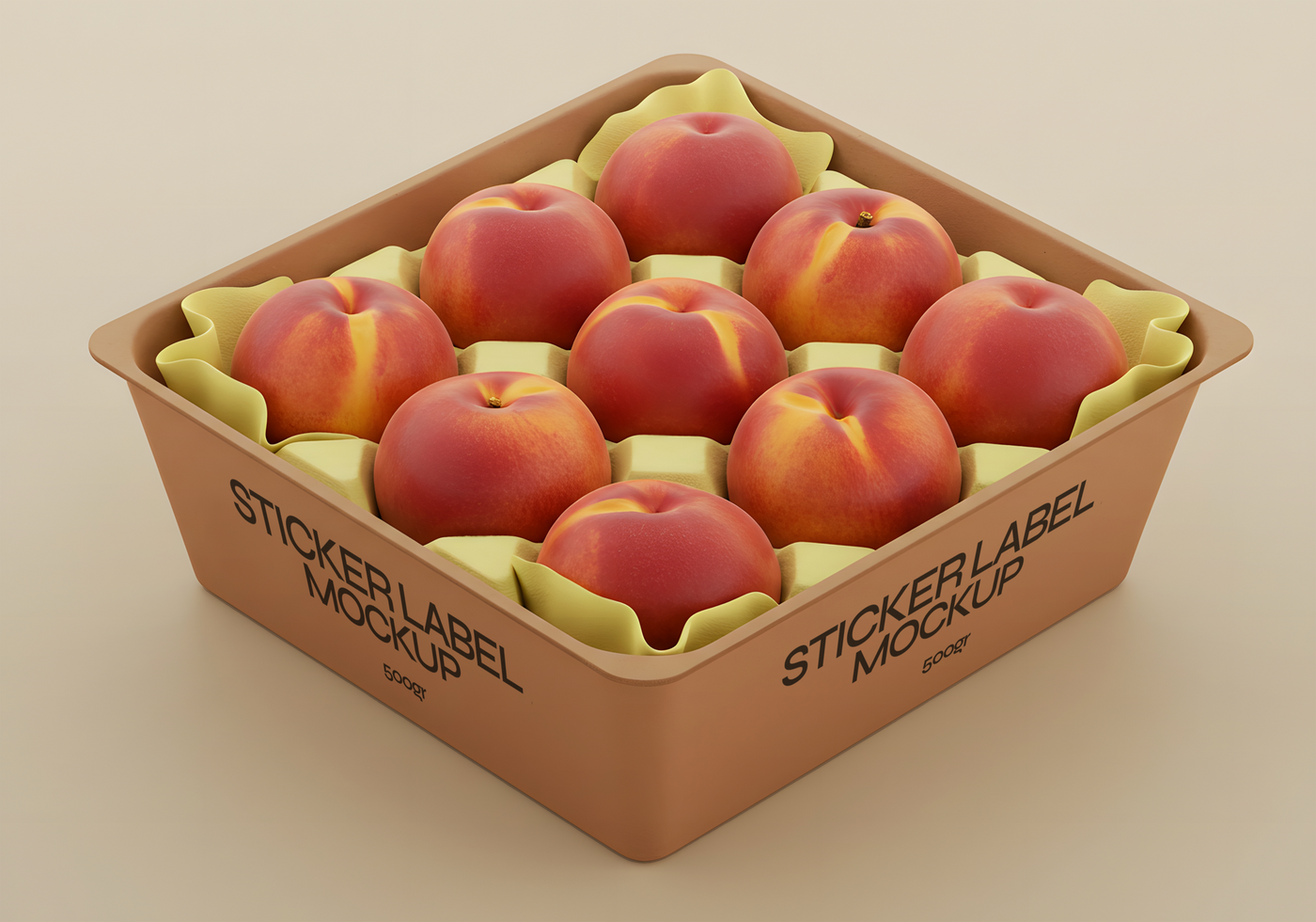 Nectarines in Packaging A Realistic Mockup psd