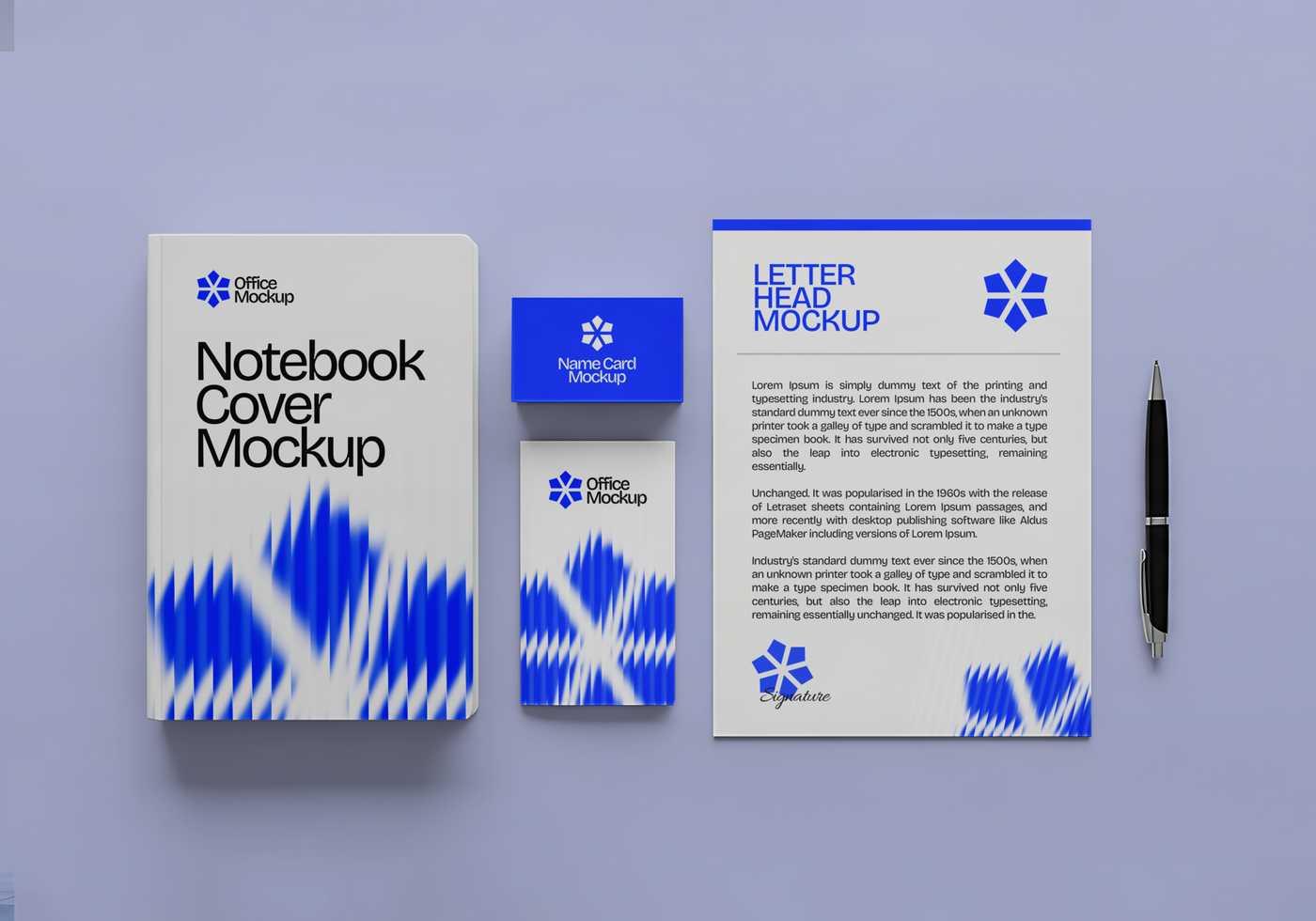 Office Stationery Mockup with Notebook, Letterhead and Business Cards psd