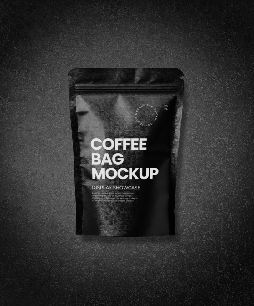 Coffee bag mockup on dark background psd
