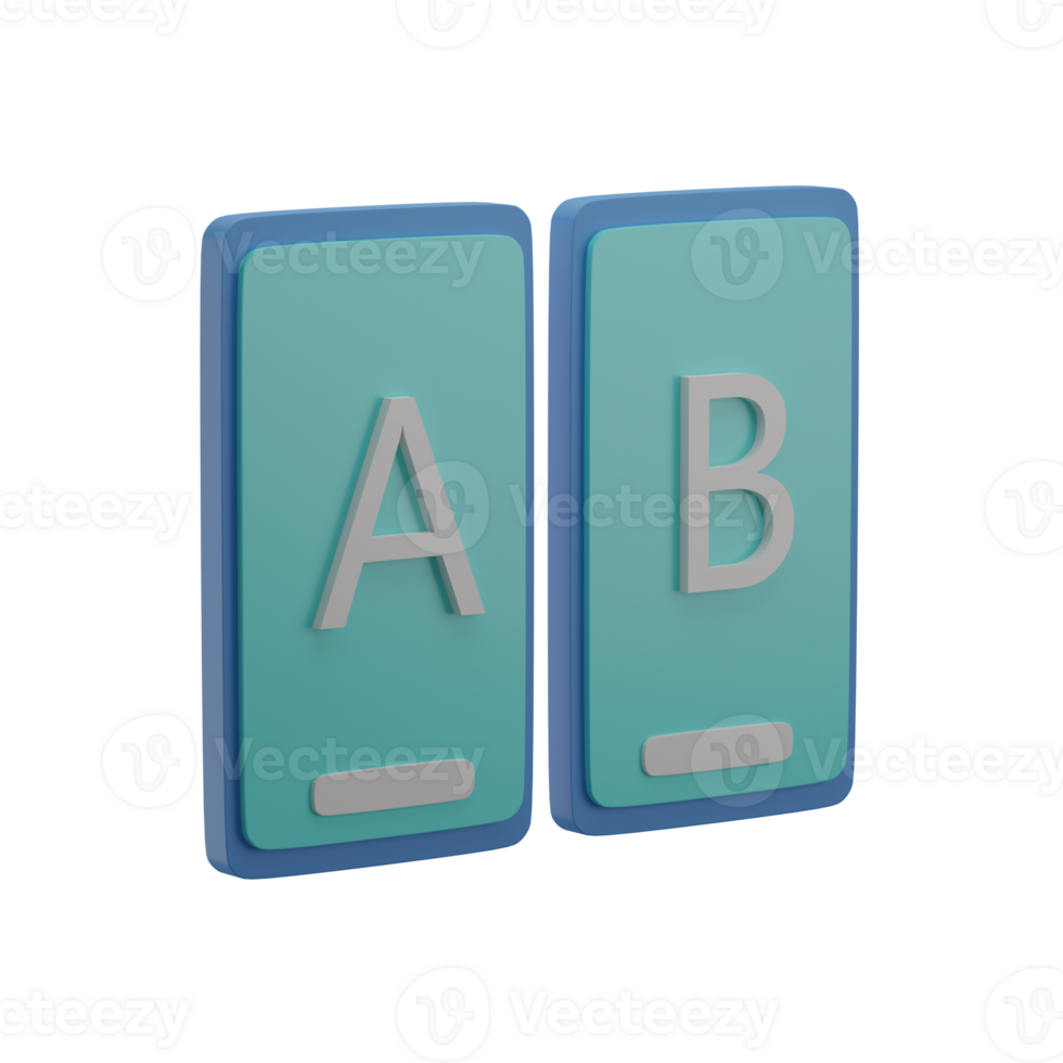 3D AB Testing Illustration Icon Render png