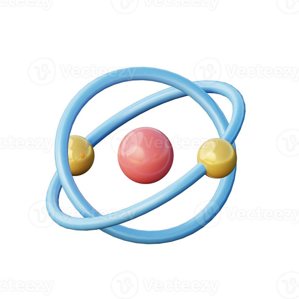 3D Atom Illustration Icon Render png