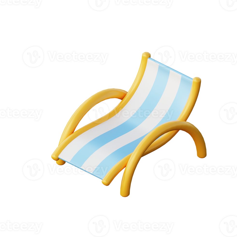 3D Beach Chair Illustration Icon Render png