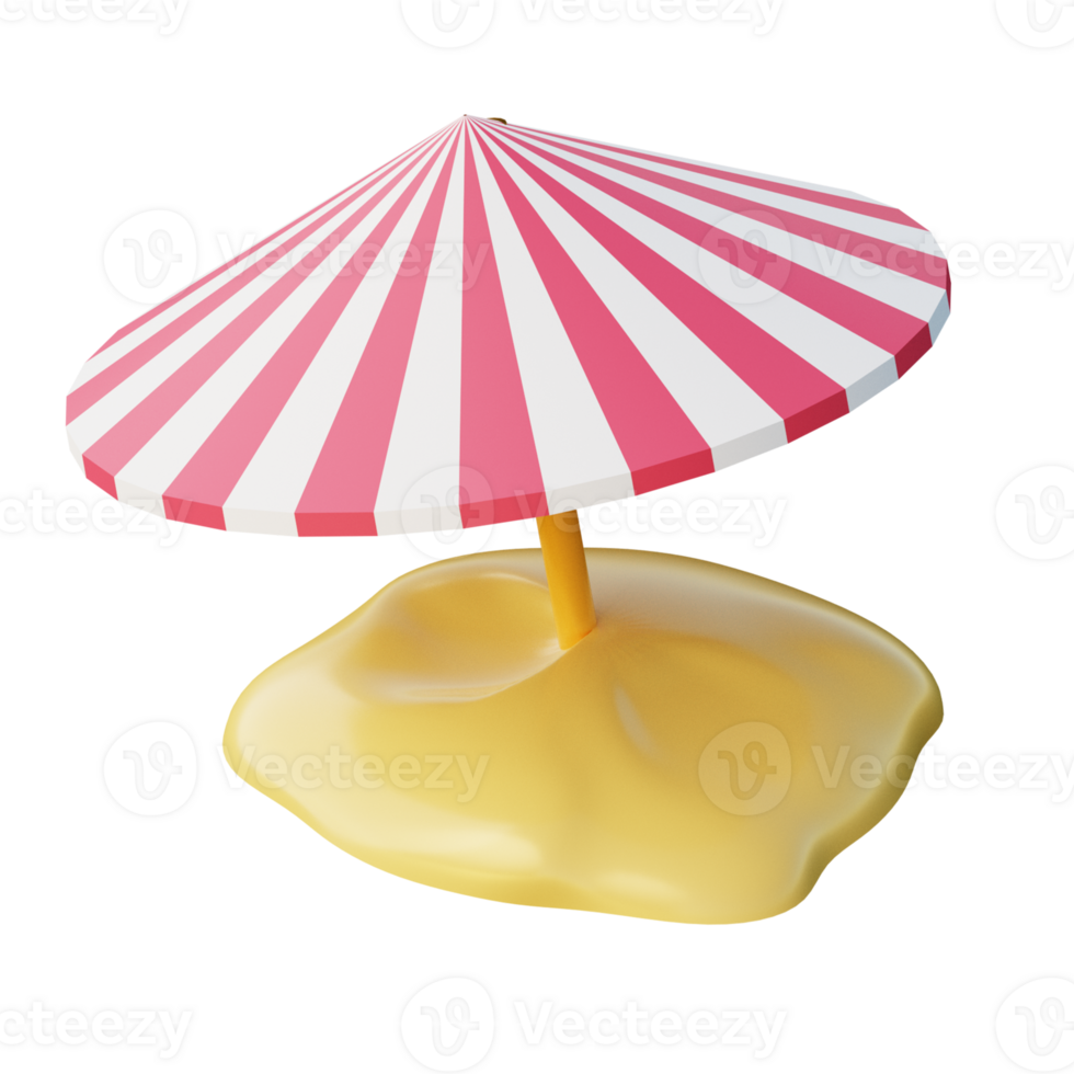 3D Beach Umbrella Illustration Icon Render png