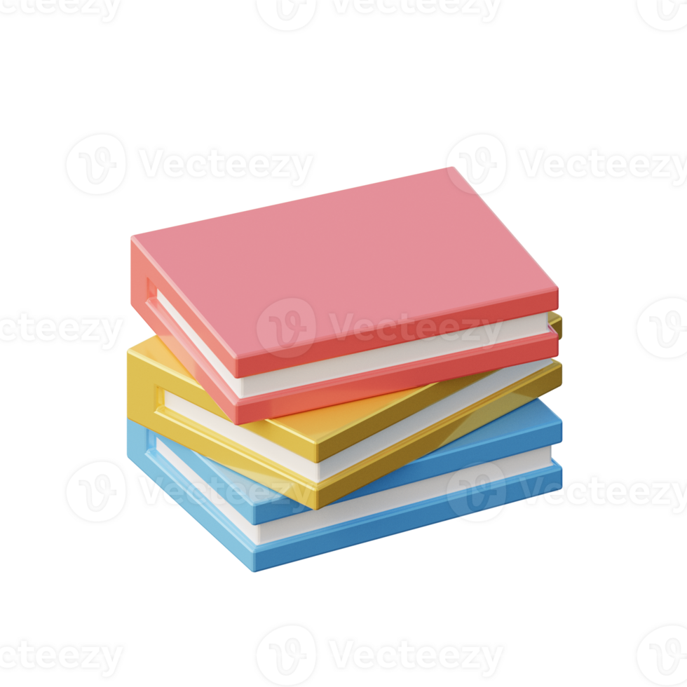 3D Books Illustration Icon Render png