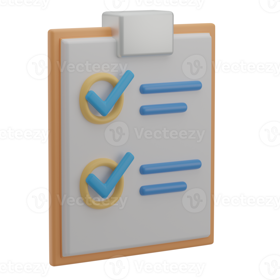 3D Checklist Illustration Icon Render Isolated png