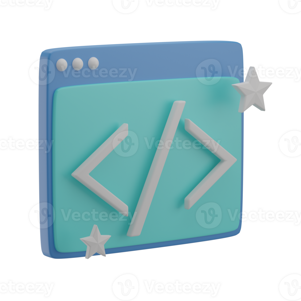 3D Clean Coding Illustration Icon Render png