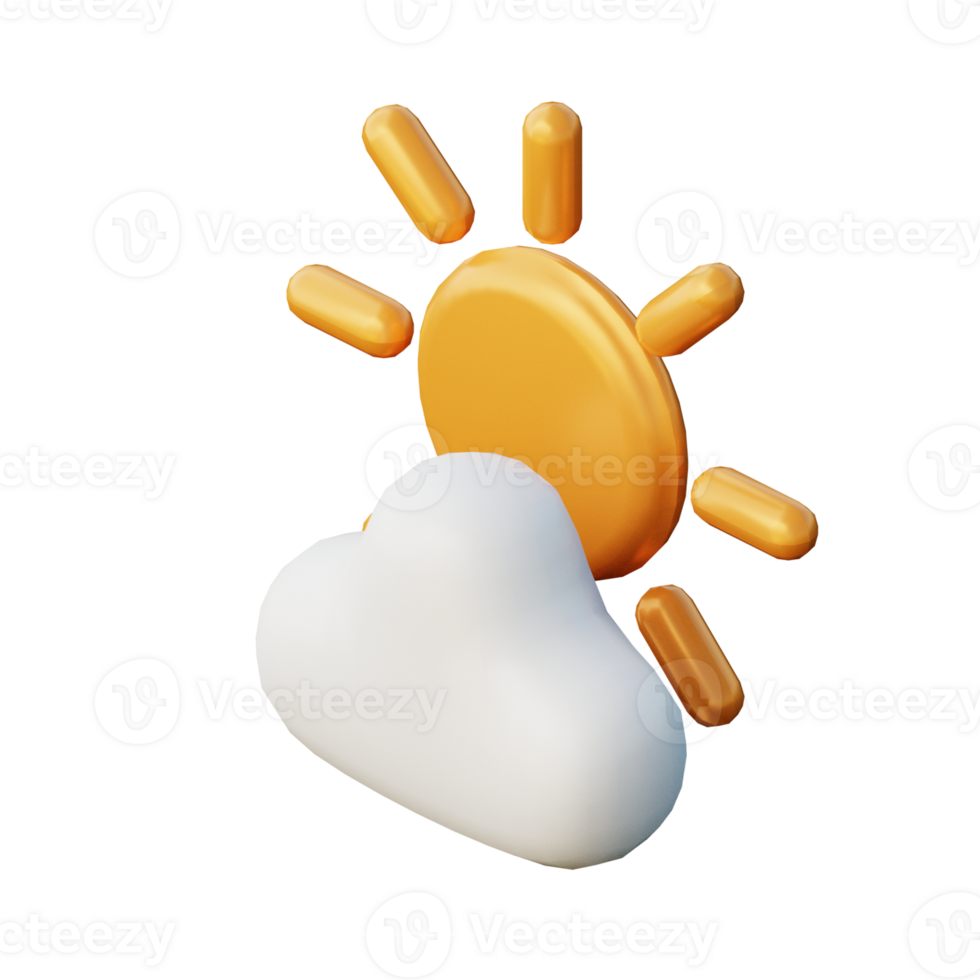 3D Cloudy Day Illustration Icon Render png