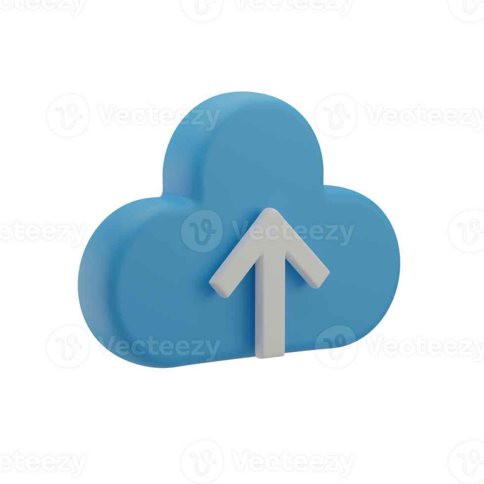 3D Cloud Upload Illustration Icon Render png