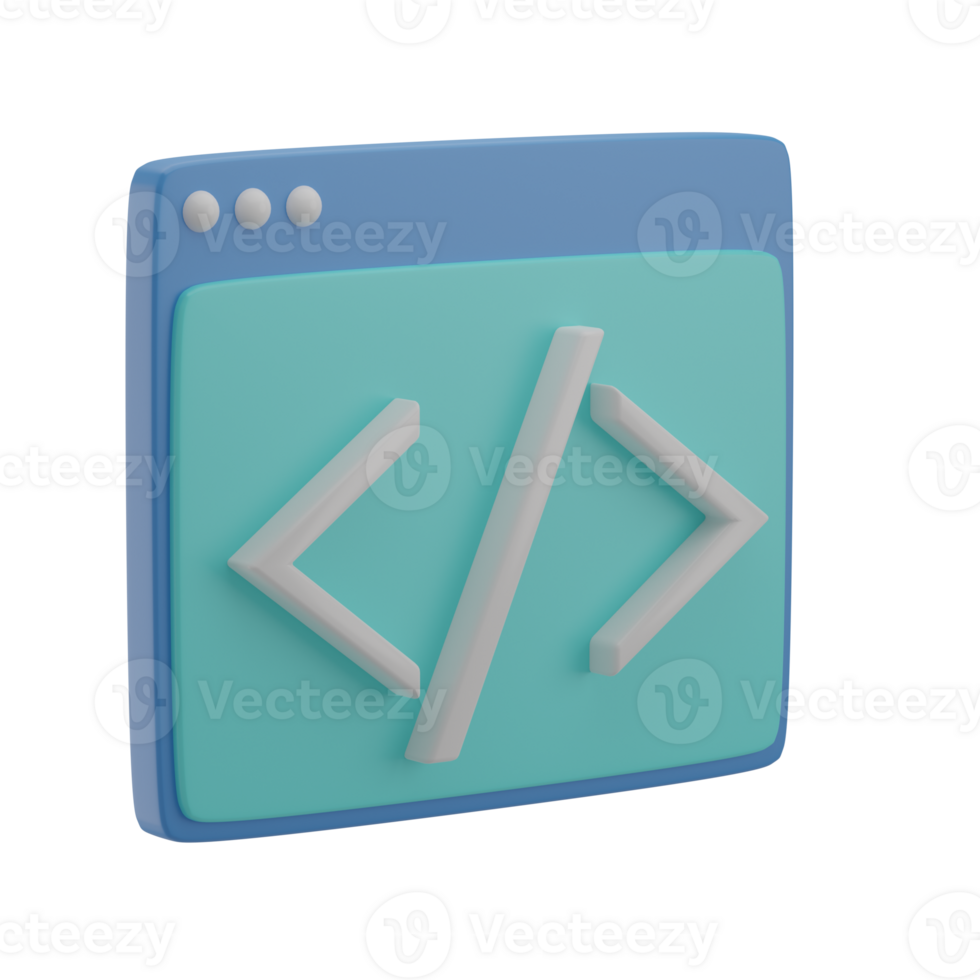 3D Coding Illustration Icon Render png