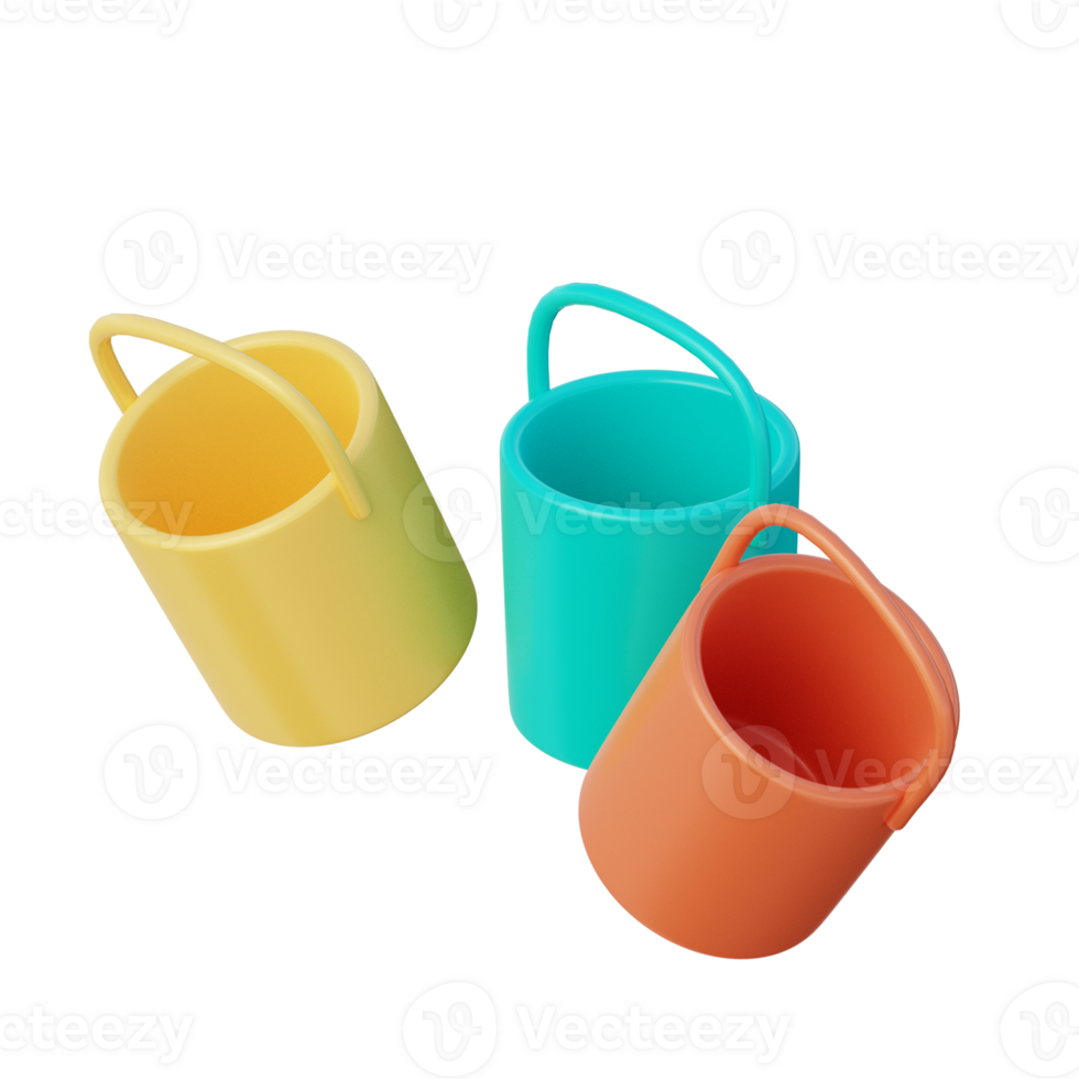 3D Color Bucket Illustration Icon Render png